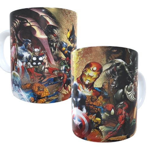 Caneca personalizada Vingadores Guerras Secretas - Homem de Ferro Capitão América Hulk Quarteto Fantástico