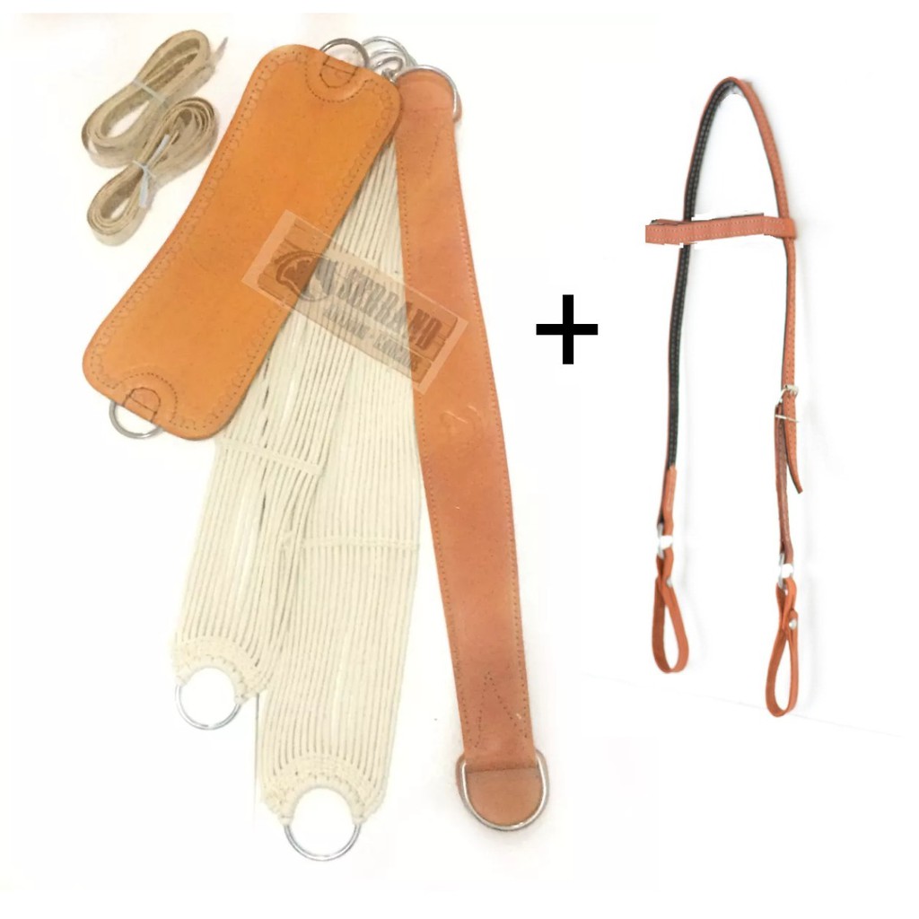 Jogo 7pçs Chinchador Travessão Inox + Cabeçada Couro