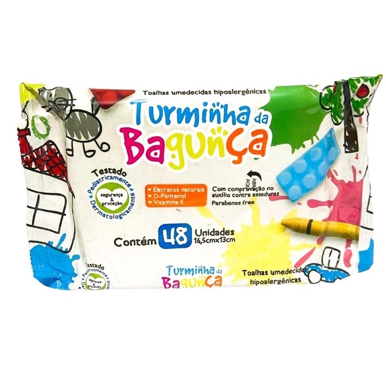 Toalha Lenço Umedecida Turminha da Bagunça 48 Unidades