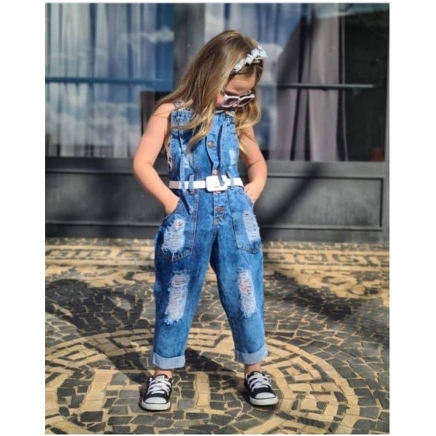 Macacão longo juvenil e infantil  Moda blogueirinha