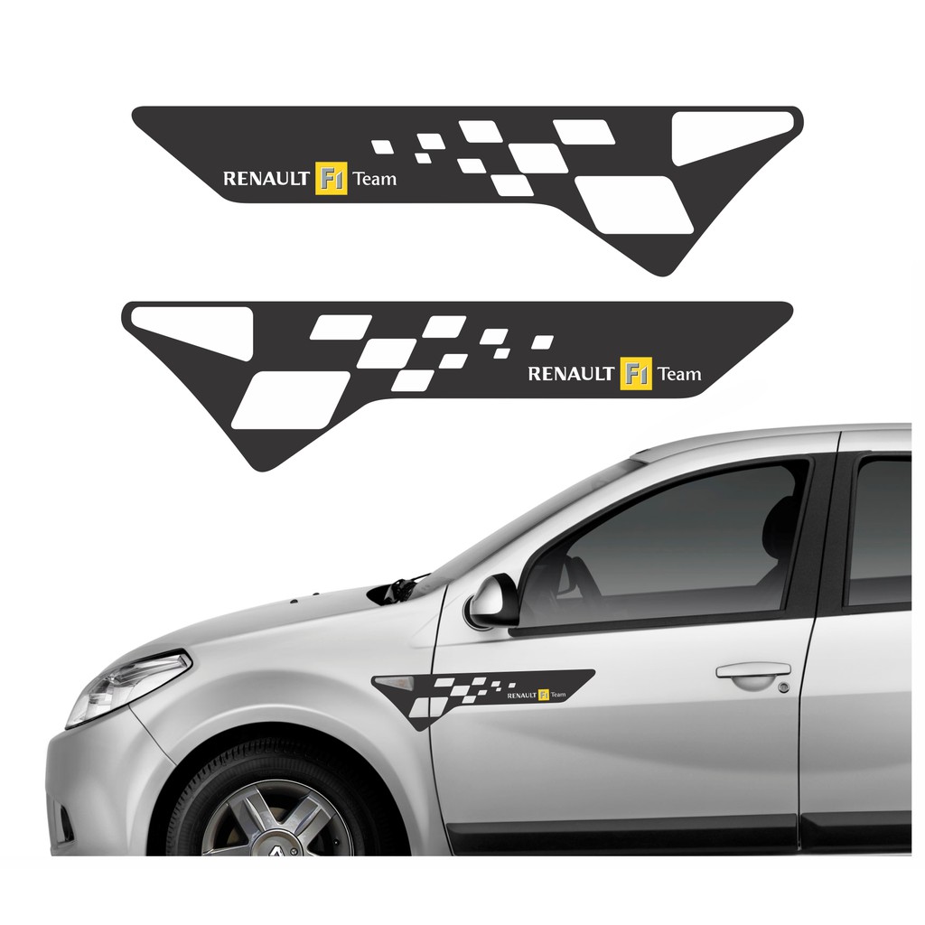 Kit Par Adesivos Renault Sandero F1 Team Faixas Lateral R301