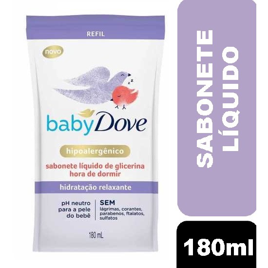 Refil Sabonete Líquido de Glicerina Baby Dove Hora de Dormir 180ml em Oferta na Shopee