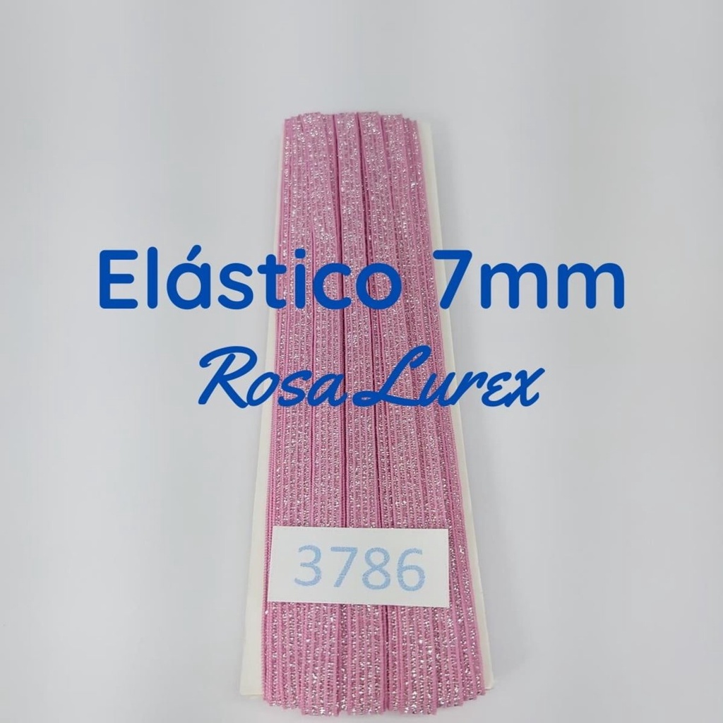 10 metros Elástico Lurex chato 7mm rosa 3786 010 284A30