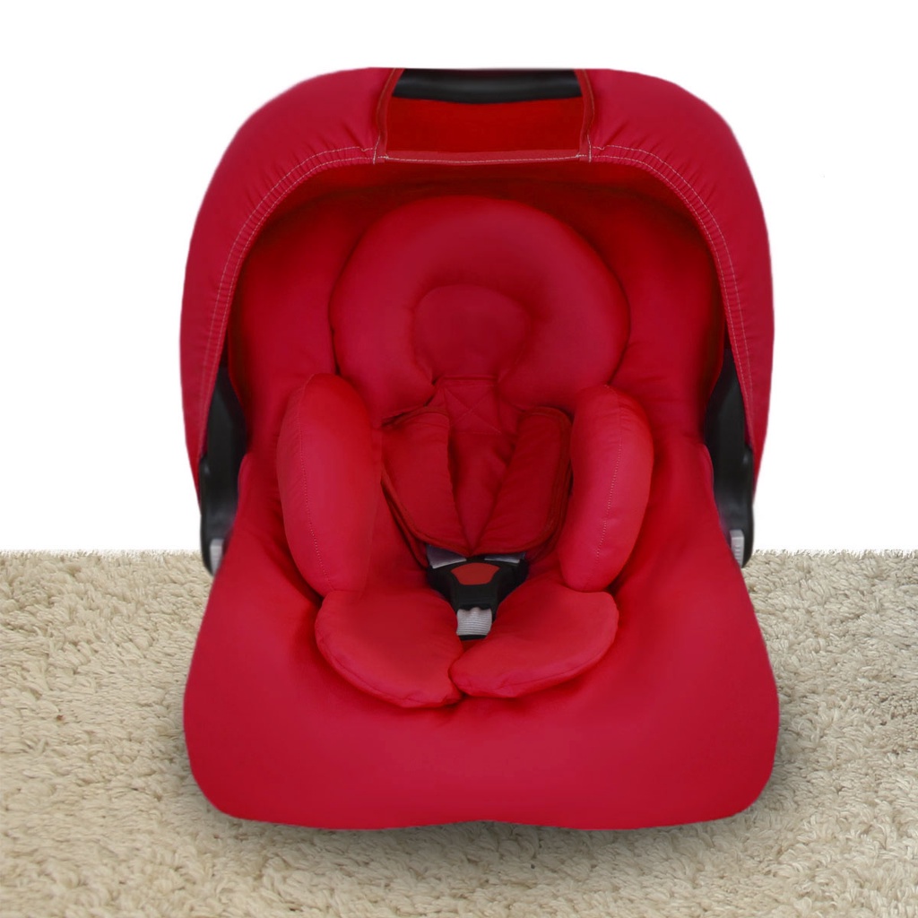 Capa para Bebê Conforto+Capota Protetora Solar+Protetor De Cinto+Apoio De Corpo Menino Menina Vermelho