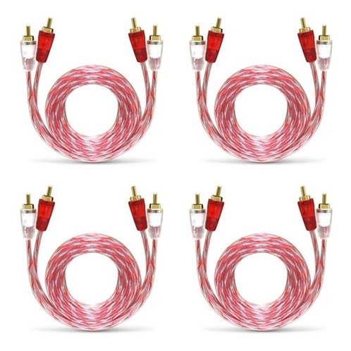Kit 04 Cabos Rca Stetsom 1 Metro Banhado Bronze Som De Carro - Spare Parts and Accessories for Vehicles