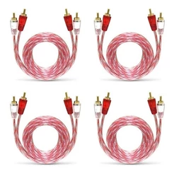 Kit 04 Cabos Rca Stetsom 1 Metro Banhado Bronze Som De Carro