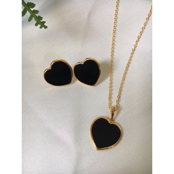 Colar Corrente Coração Folheado a Ouro 18k e a Prata 925 Feminino + Brinco Coração Folheado a Ouro 18K e a Prata 925 Feminino Não Escurece