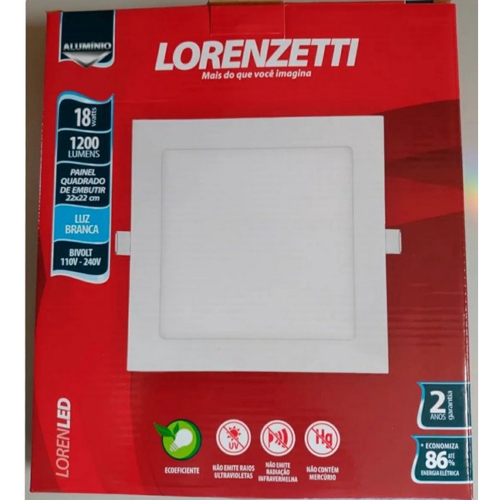 Painel led Embutir Lorenzetti Quadrado 2 Anos de Garantia em Oferta na Shopee