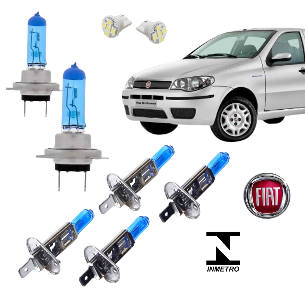 Kit Lâmpadas Farol Super Brancas Palio Siena G3 H7 H1 H1 Faról E Milha + Brinde PROMOÇÃO SHOPEE em Oferta na Shopee