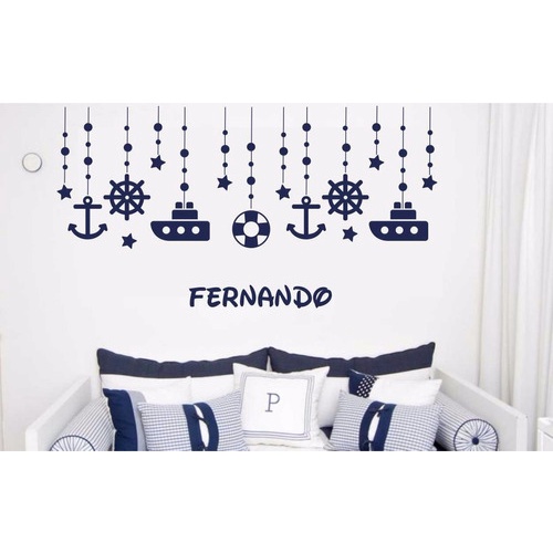 Adesivo  Papel Parede Bebe Infantil Marinheiro Mobile C/nome