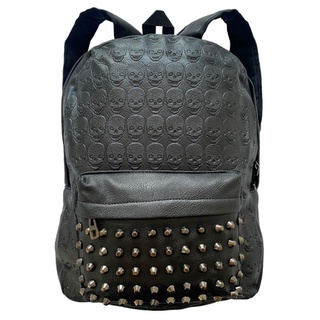 Mochila Rock Roll Caveira Em Relevo Casual - Envio Imediato