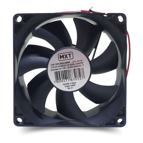 Ventoinha / Cooler Para Chocadeira. 80x80x25 12 V 2500 Rpm