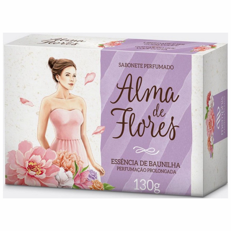 Sabonete Perfumado Alma De Flores Em Barra Baunilha 130g