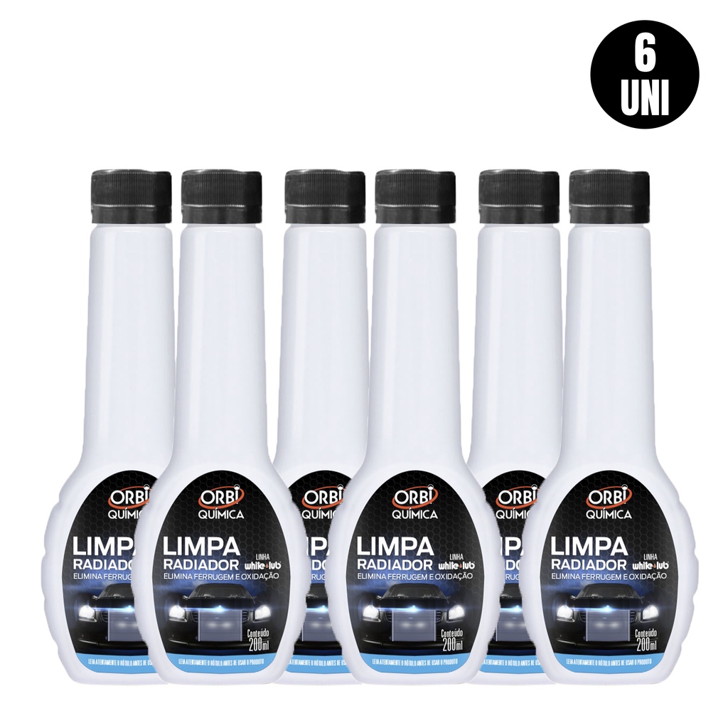 6 Aditivo Limpa Radiador Sistema Arrefecimento Remove Elimina Ferrugem Oxidação Resíduos 200ml Orbi
