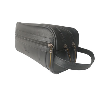 Necessaire feminina Masculina organizadora bolsa de mão viagem dia a dia porta maquiagem batom couro sintético preta