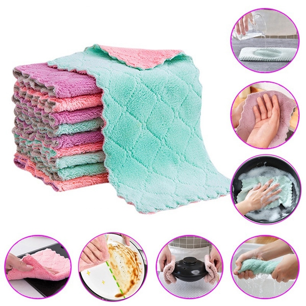10 Peça Pano De Prato De Cozinha Microfibra Para Limpar O Pia Anti-Aderente / Pano De Limpeza / Óleo em Oferta na Shopee