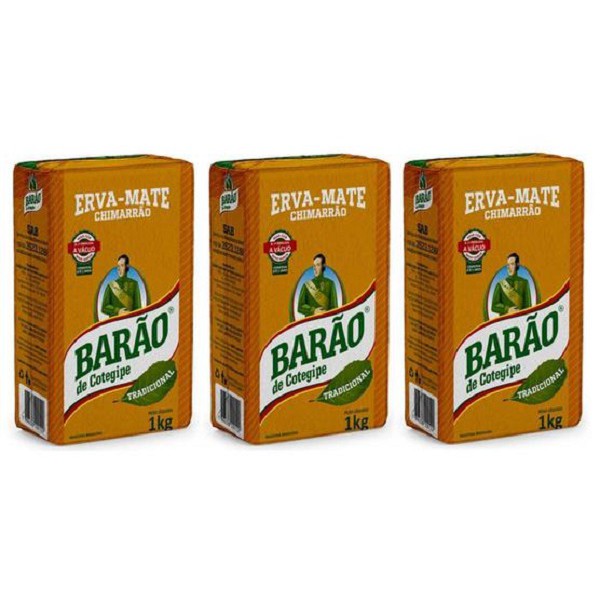KIT 3KG ERVA-MATE CHIMARRÃO BARÃO DE COTEGIPE TRADICIONAL A VÁCUO