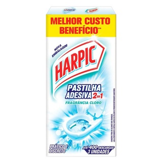 Pastilha Adesiva Sanitaria Harpic Cloro com 3 unidades