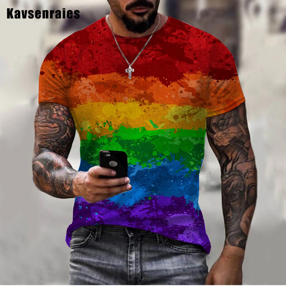 Nova Camiseta Arco Íris Tinta Respingo Imprimir Homens Mulheres Verão Hipster Colorida 3d
