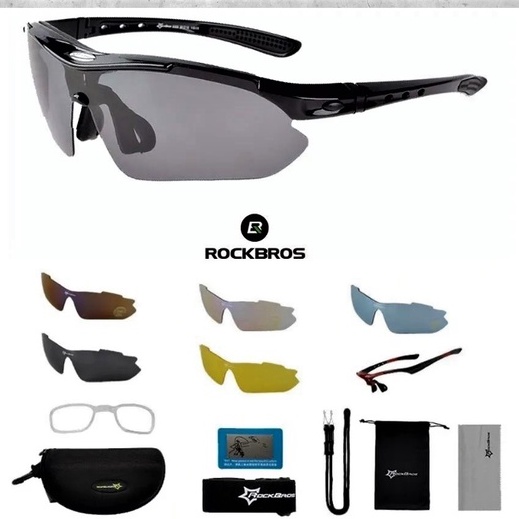 Óculos Rockbros Bike Ciclismo Polarizado Uv Clip Grau Case