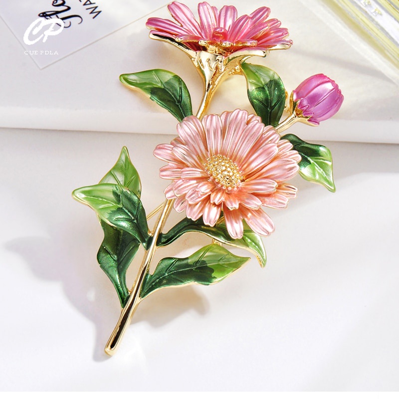 Broche Colorido Daisy Bouquet Esmalte Flores De Metal Casamentos Banquete Alfinetes Para Mulher Presente