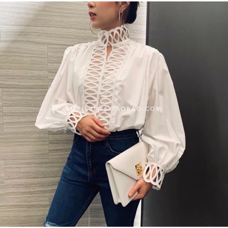 joy Dictate Where blusa camisa feminino liso com renda gola alta manga longa chic moda  feminina tendência #m5-599 | Shopee Brasil