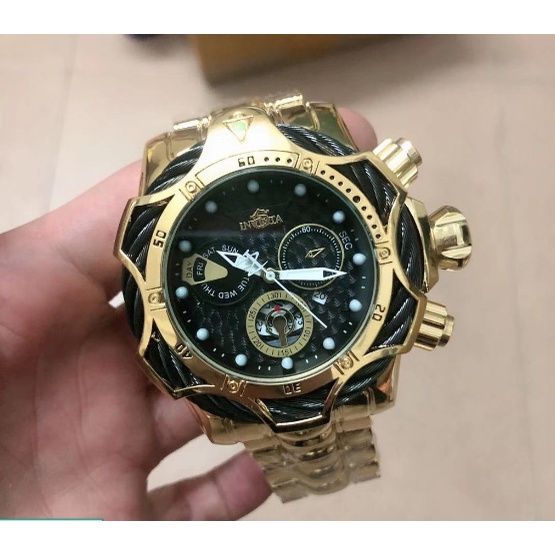 Relógio Masculino Invicta Reserve Venon Dourado fundo preto