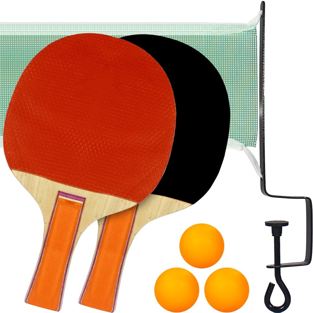 KIT PING PONG SUPER PREMIUM TENIS DE MESA COM 2 RAQUETES, 3 BOLINHAS E REDE