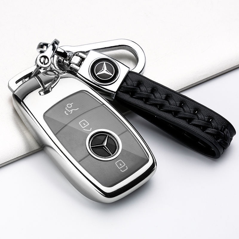 Custodia Portachiavi Auto KUNIO In TPU Per Mercedes – Modelli A B C E S G Classe AMG CLA GLC GLA GLK (3 Tasti) Verde Fibra Di Carbonio