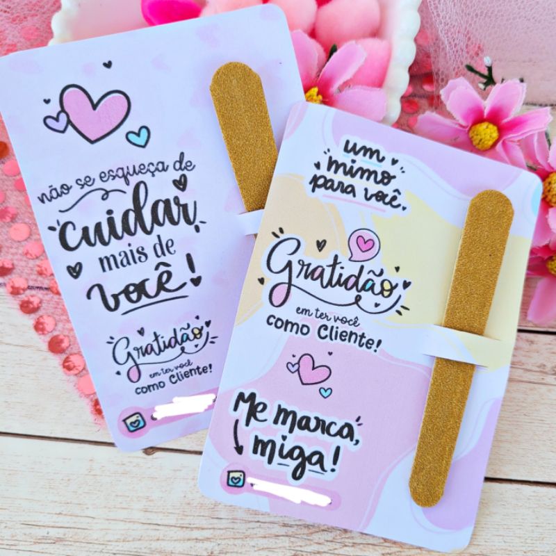 Card com Mini Lixa de Unha Personalizado - Mimo Para suas Clientes