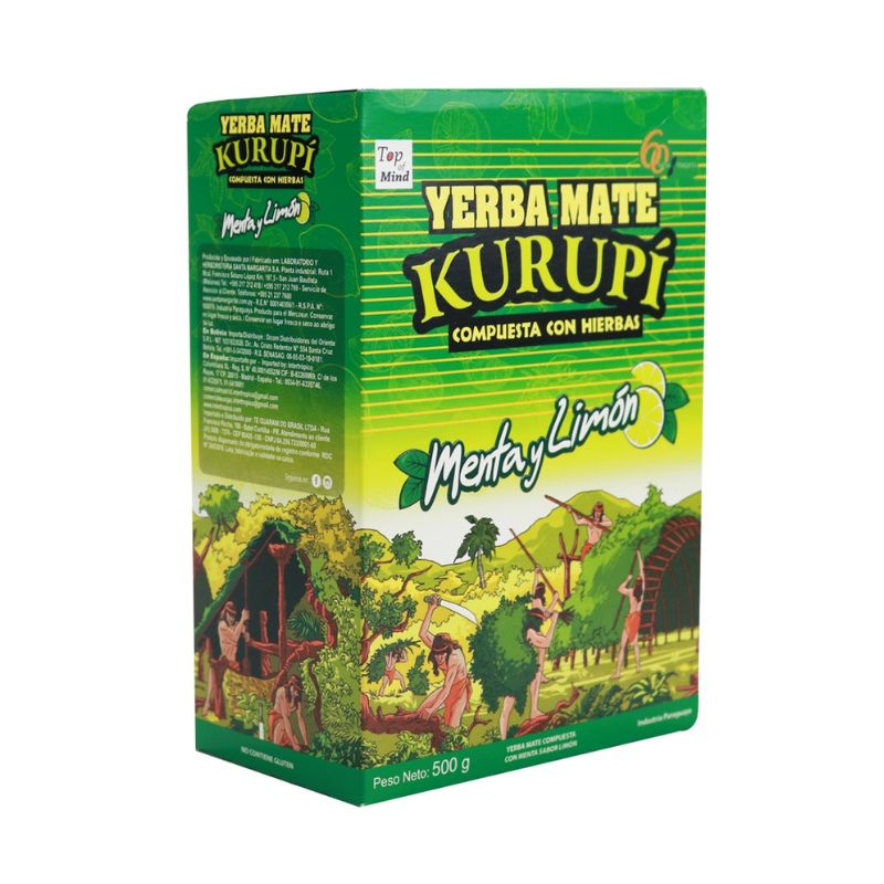 Erva Mate Kurupi Para Tereré Menta e Limão Caixa 500g