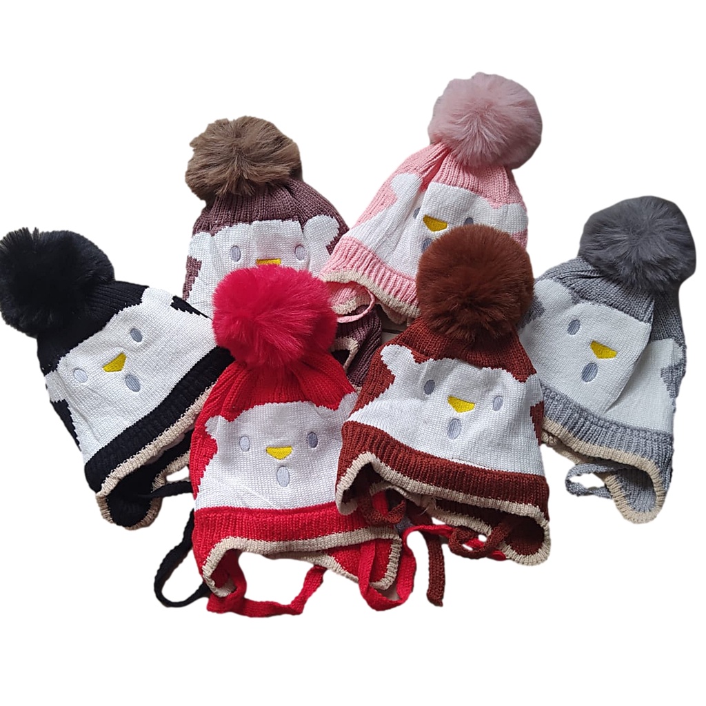 Touca Gorro Animal Bichinhos Pelúcia Infantil Forrada Pompom