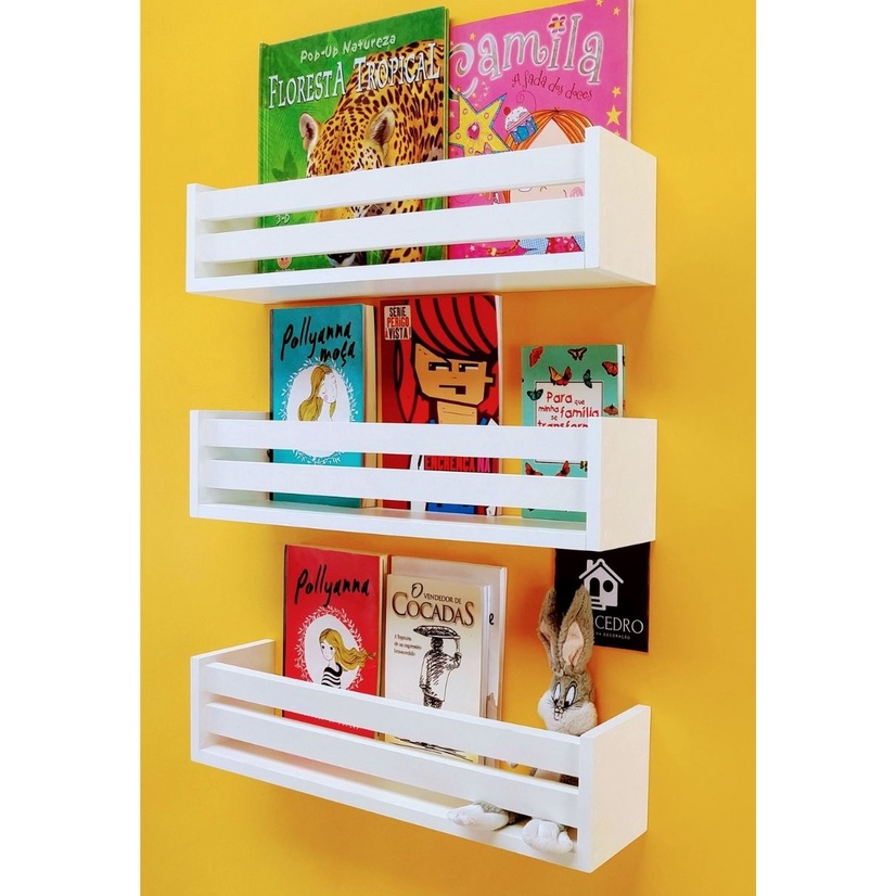 Nicho Para Livros Criança Estante De Quarto De Bebê 3un 40cm