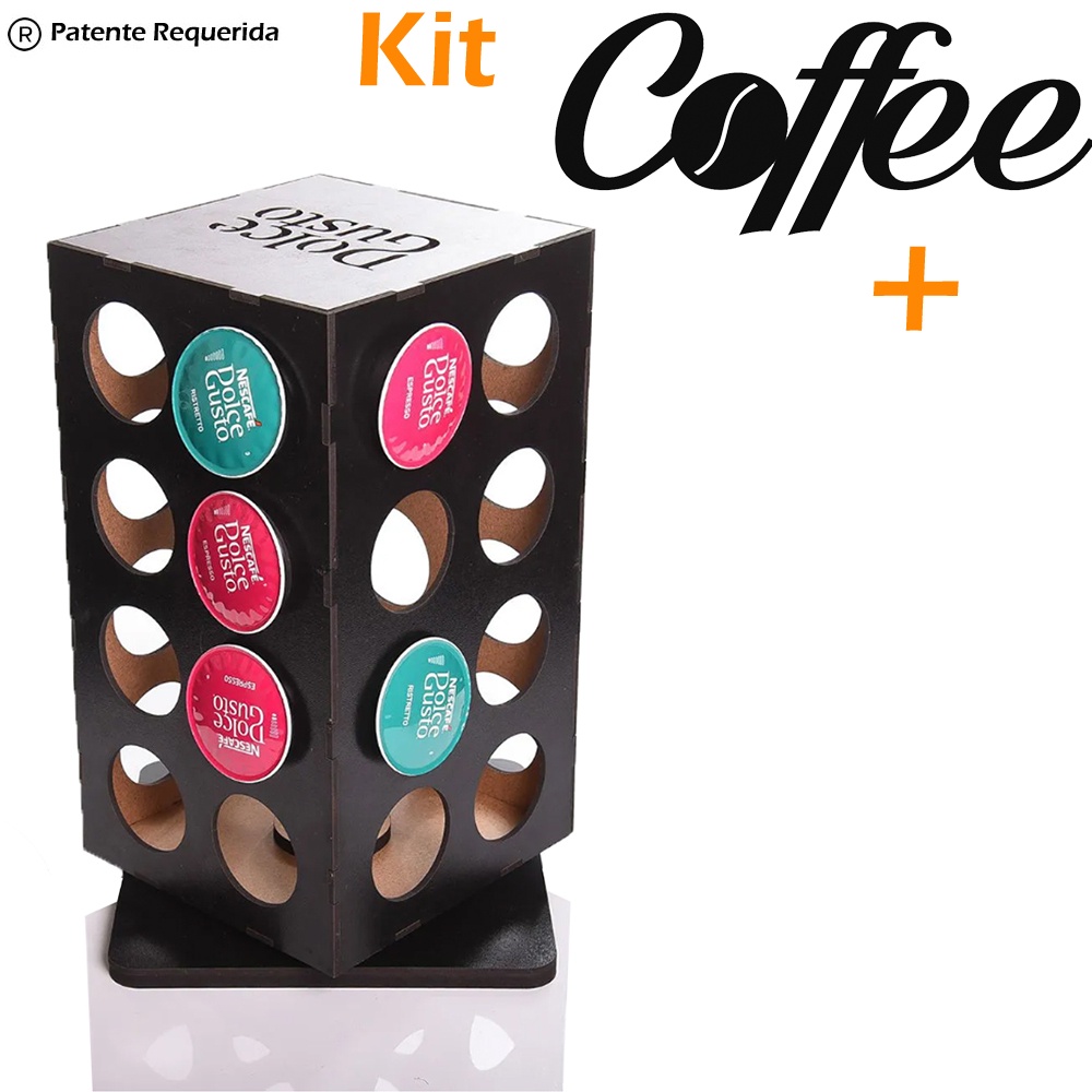 Placa Coffe Porta Capsula Giratória Para Dolce Gusto Nespresso Três Corações 32 Caps Torre Decori Br