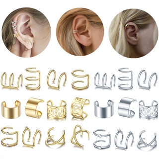 12 Pçs/Set Minimalista Duplo Envoltório Folha Estrela Cruz Ear Cuff Charme Dainty Nenhum Piercing Clipe Falso Cartilagem Brinco Climber Mulheres Simples Acessórios De Jóias