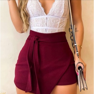 Short saia feminino triângulo na frente moda feminina