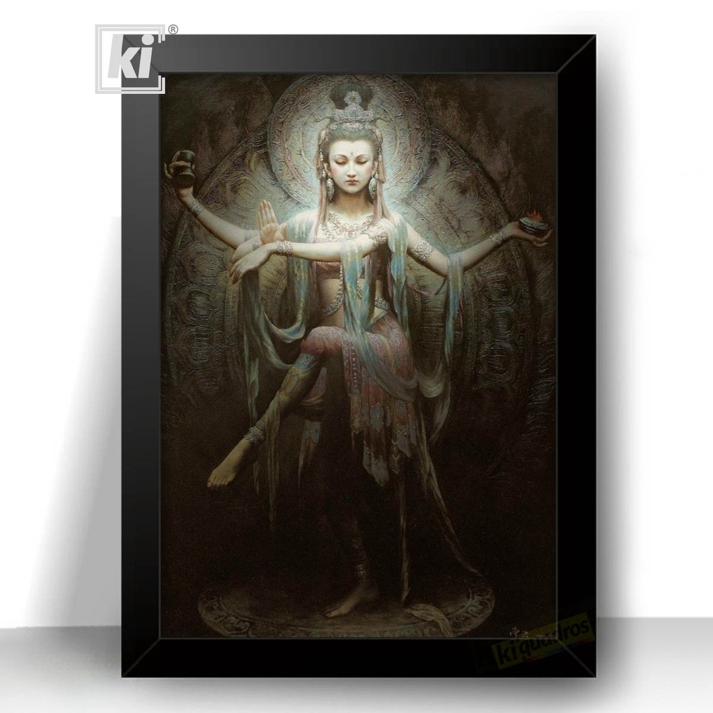 Quadro Hindu Hare Deusa Krishna Kuan Yin Ar 44cm