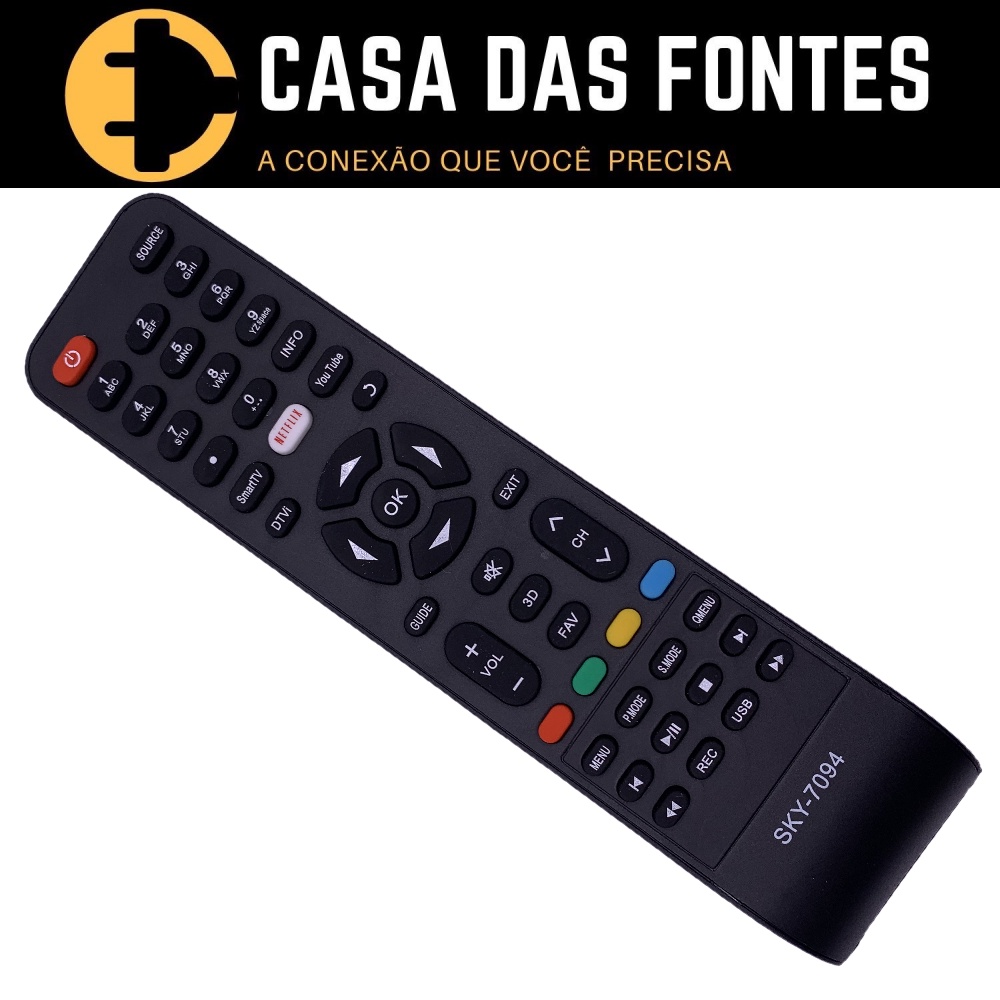 Controle Remoto Tv Philco Led 4k Netflix YouTube Smart 7094
