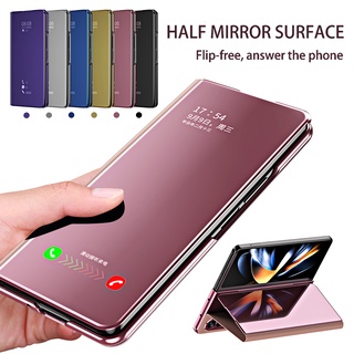 Caixa Para Samsung Galaxy Z FOLD 5 3 4 2 1 FOLD5 FOLD4 Proteção Total Da Capa Traseira Inteligente Em Couro Espelhado