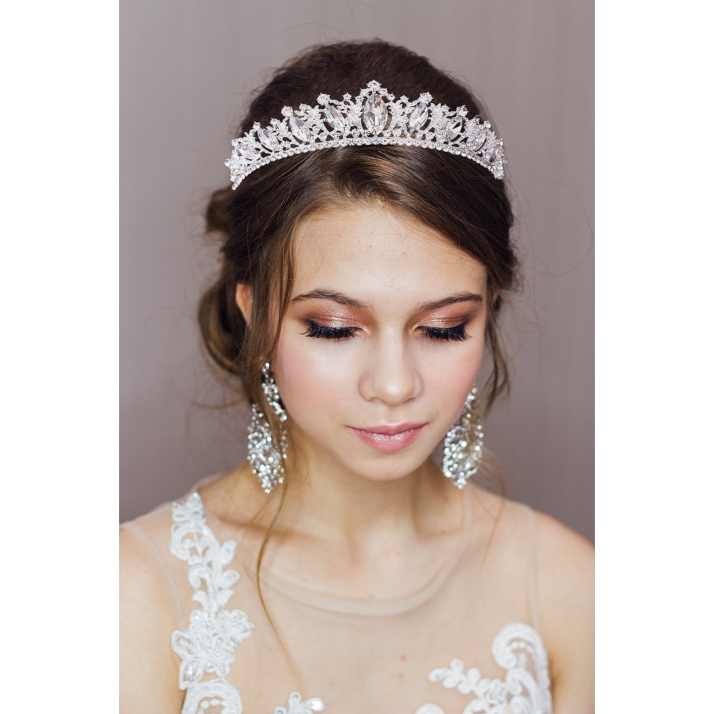 Tiara Porta Coque Coroa Prateado & Dourada Cristais Para Penteado Noiva Casamento Festa 15 Anos Luxo