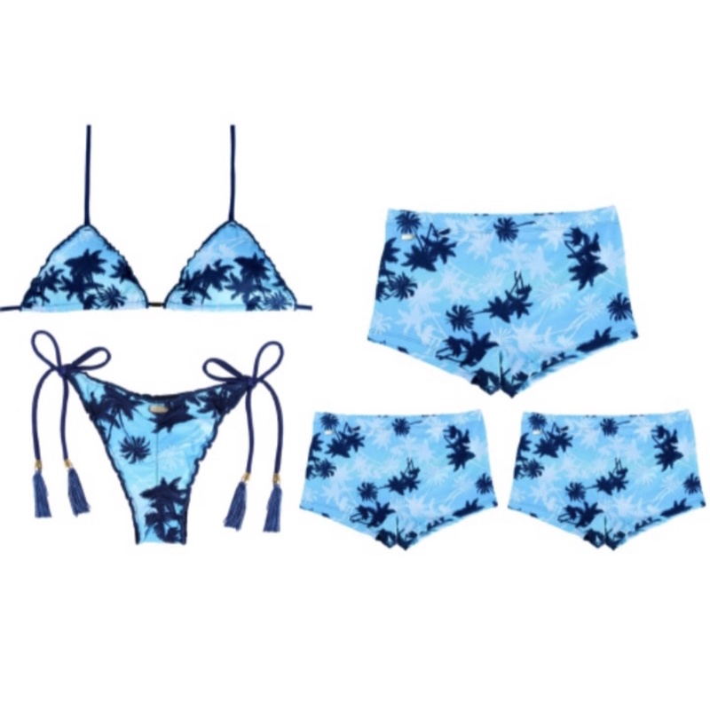Kit Família Biquíni adulto + uma sunga Pai e 2 sungas Filhos Moda Praia