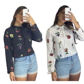 Blusa manga longo amarrado com corda forma pequena575