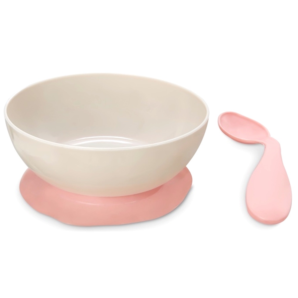 Prato Para Bebe Tigela Infantil Antiderrapante Com Colher Curva Rosa Ou Azul - Usual Utilidades