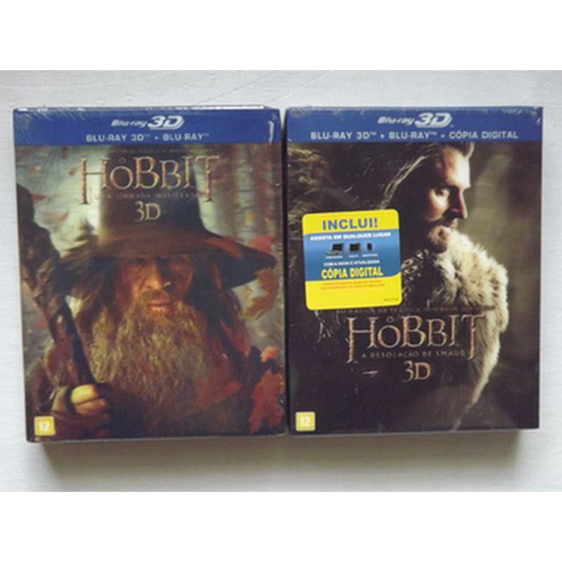 Blu-ray O Hobbit Uma Jornada Inesperada  + O Hobbit A Desolação de Smaug - 3D+2D C/Luvas - Novos - Originais - Lacrados