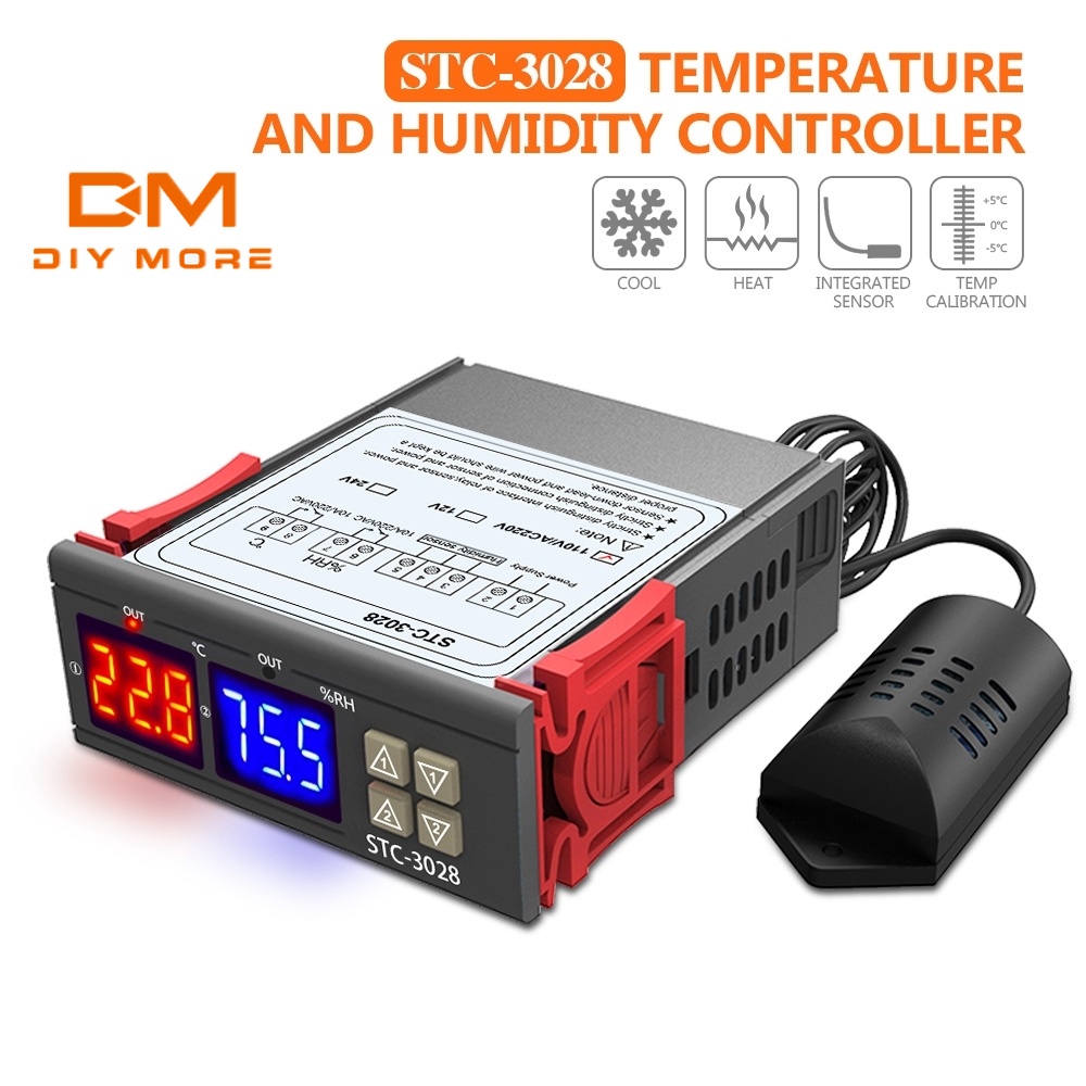 DIYMORE STC-3028 Controle De Temperatura E Umidade Medidor AC110-220V DC12V 24V 10A Com Tela LED Duplo Sonda
