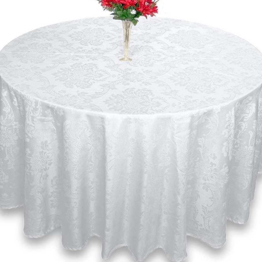 Toalha  De Mesa Redonda Para 06 Cadeiras Tecido Jacquard 1,80 X 1,80 Branco(FORRO DE MESA )