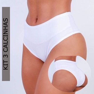 KIT com 3 Calcinhas de Algodão Antialérgica com Pala Dupla Reforçada Fio 40 em Oferta na Shopee