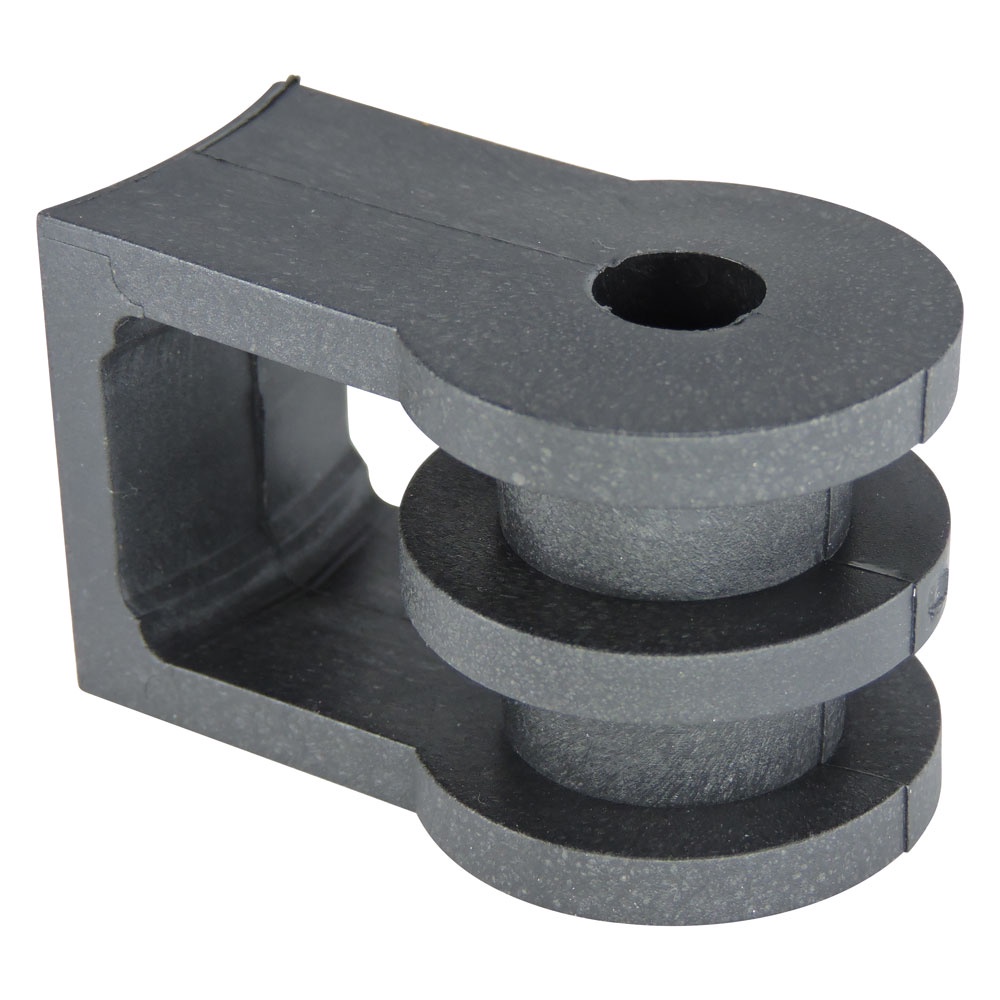 Roldana Plástica Mini 2 Ranhuras com Suporte plástico Injetado - Preta - rex0102