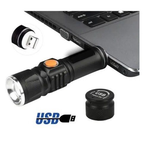 Mini Lanterna Tática Recarregável Usb ou Lanterna Noturna Led Portátil Com Zoom Recarregável Super Brilhante