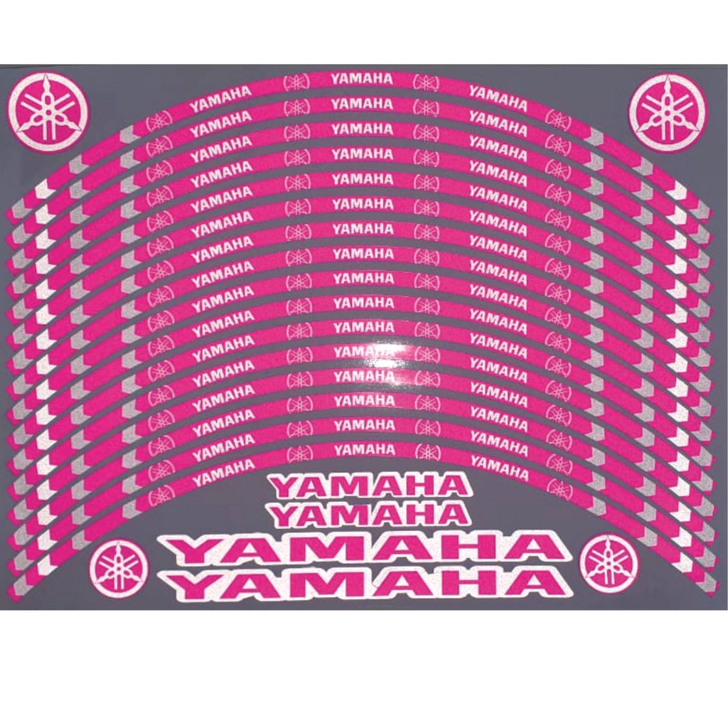 Refletivo  Roda motos Yamaha c/ 22 adesivos kit 2 rodas Rosa